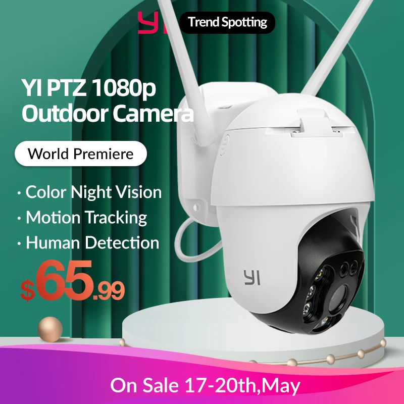 YI 1080P PTZ Wifi Outdoor Camera Digital Zoom AI Human Auto Tracking Wireless IP Camera Audio IR Night Vision Security CCTV Cam