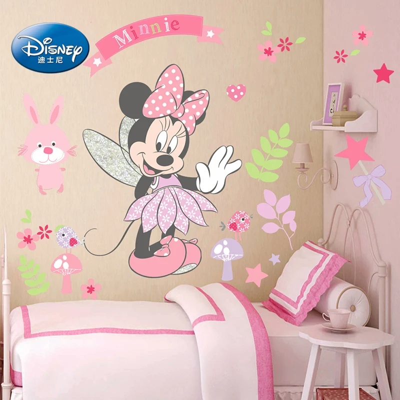

Disney Wall Sticker Minnie Mouse for Kids Baby Bedroom Accessories DIY poster Decal Free shipping