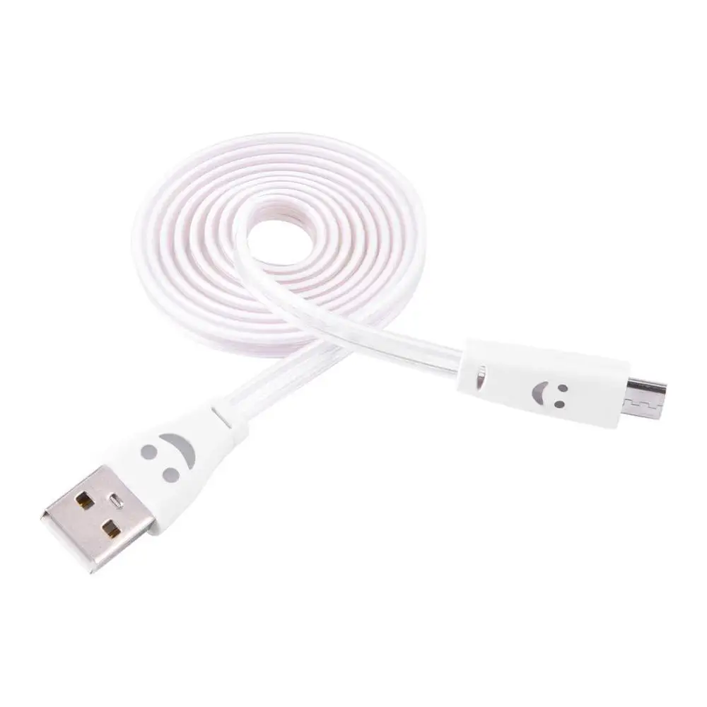USB к Micro кабель синхронизации данных и зарядки 1 м улыбающееся лицо светодиодный