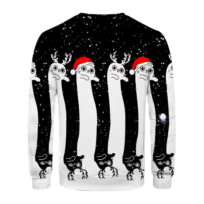 Christmas Couple's 3-D Printed Men and Women Tops Cotton Long-sleeved T Shirt Round Collar Christmas Blouse Casual Tee 4S13 (48)