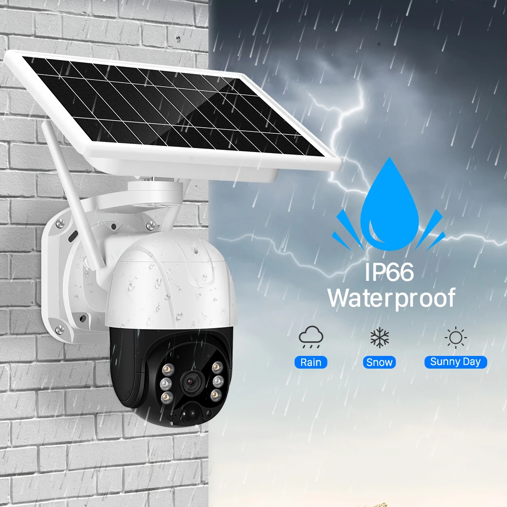 US $92.86 3MP Wifi Solar Camera Outdoor PIR Human Detection Wireless PTZ Camera 30M Color Night Vision 2Way Audio Home Security IP Camera