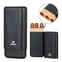 COHIBA портсигар из углеродного волокна, кедровая древесина, портативный хьюмидор Puros для путешествий, Сигара коробка для сигар, 3 сигары, трубка, сигар, аксессуары