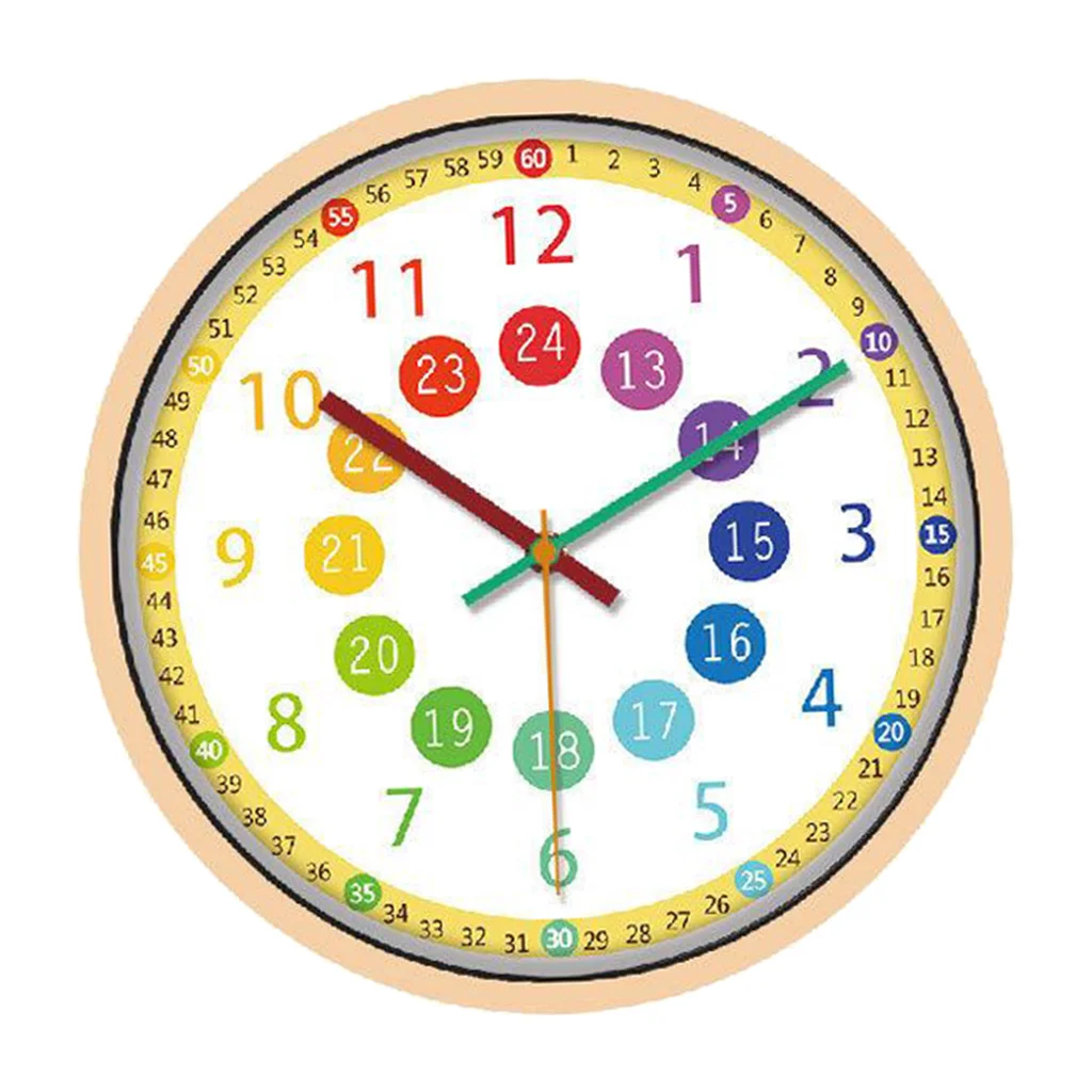 Telling Time Teaching Clock, Silent Non Ticking Battery Operated Learning Clock for Kids, Perfect for School Classroom, Playroom