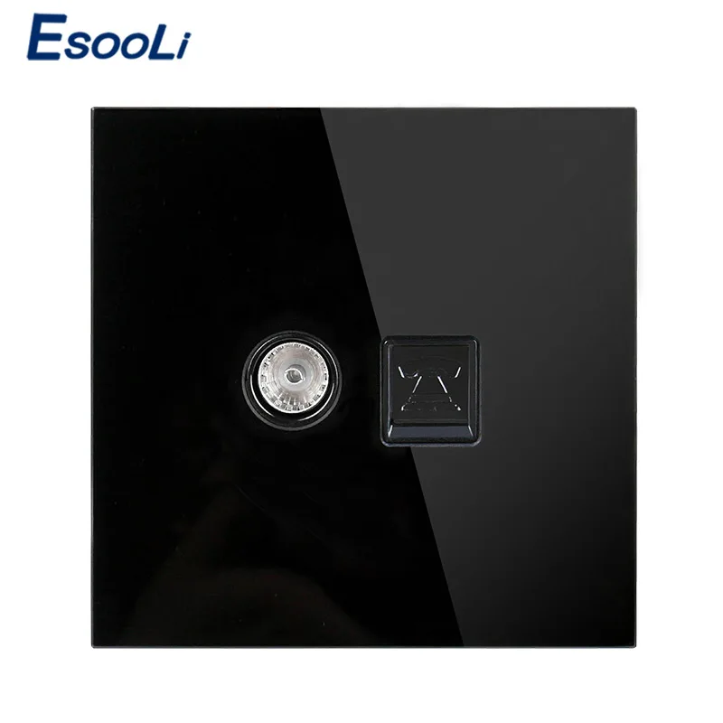 Esooli белая Роскошная кристаллическая панель из закаленного стекла RJ11 телефонный