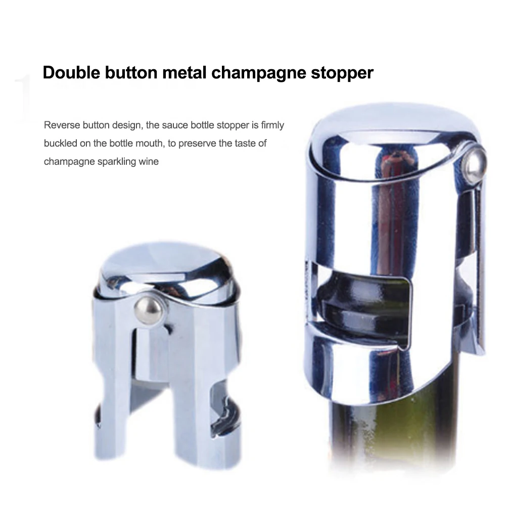 New 1pc Bar Inflatable Sparkling Stainless Steel Champagne Stopper Bottle Stopper Button Anti-Skid Leak Red Wine Wine Stopper
