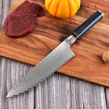 Cuchillo de cocina LUOKESI fish Patrón de hueso Damascus VG10, cuchillo de cocina para el hogar, cuchillo de chef de Cuchillo de estante de toalla cocina de fiber de carbono tendedero para el доме baньocd