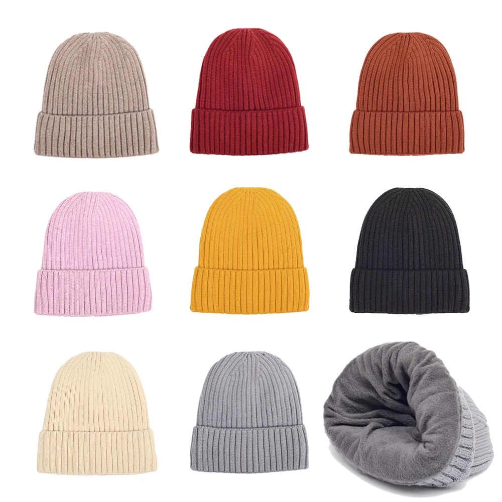 

Unisex Hats Knitted Cap Woman Men Winter Thicken Beaines Winter Keep warm Gorras Hats Solid Casual Caps