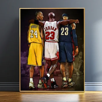

Kobe And Jordan And James Basketball Superstar Oil Painting On Canvas Wall Art Poster And Prints Picture For Fans Home Decor