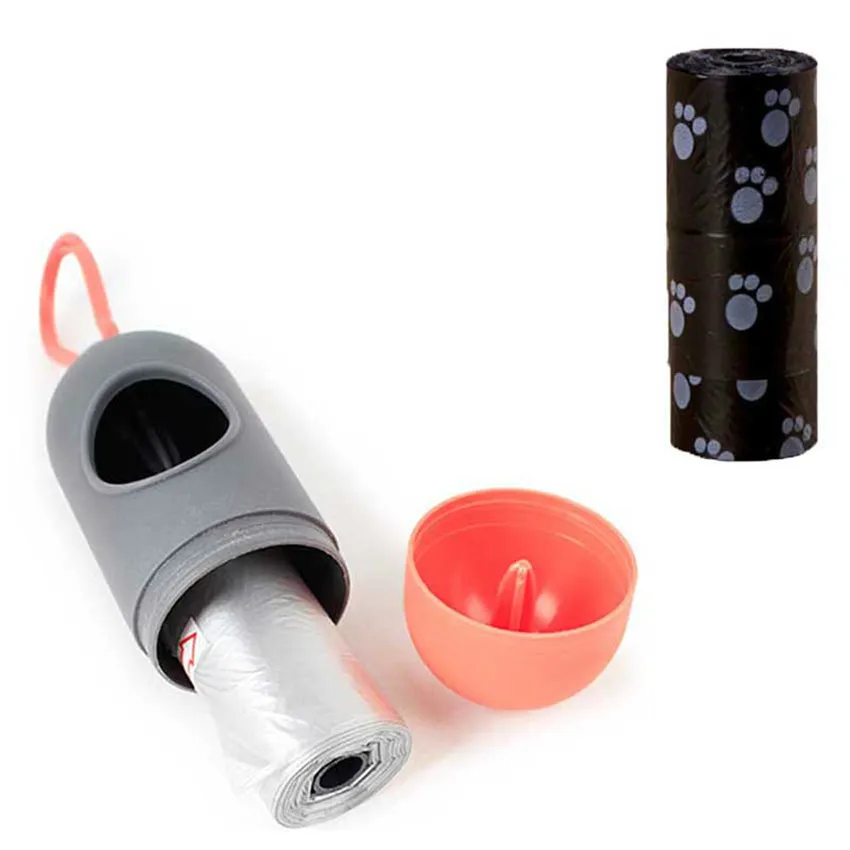 Pet Dog Pooper Dispenser With Bags Capsule Shape Pooper Scooper For Dog Cleaning Bags Protable Waste Garbage Bags For Dogs Cats