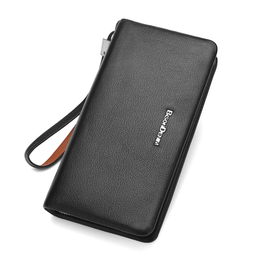 

Bison Denim Business Casual Men's Wallets Real Cowskin Large Capacity Card Holder Wallet Coin Purse Genuine Leather Long Purse