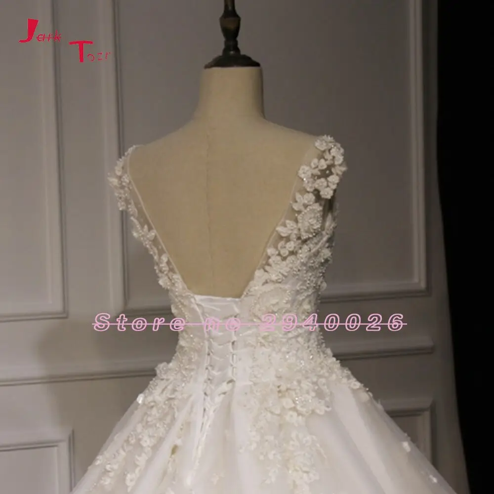 Vestido de Noiva Princesa, круглый вырез, рукав-крылышко, бисероплетение, аппликация, свадебное платье невесты, белое роскошное ТРАПЕЦИЕВИДНОЕ свадебное платье
