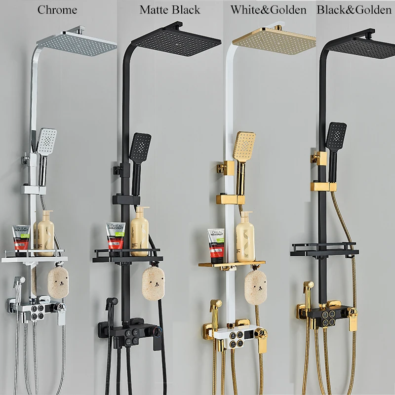 Description Picture 3 of itemMatte Black 4 Functions Display Screen Shower Faucet Bathroom Rotate Bath Tub Bidet Shower Push Button Rainfall Head Mixer Tap