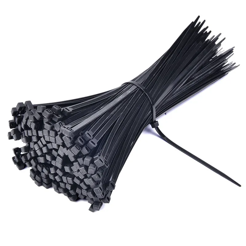 Bridas de nailon de plástico autoblocantes, bridas negras para cables, varias especificaciones, 100 unidades