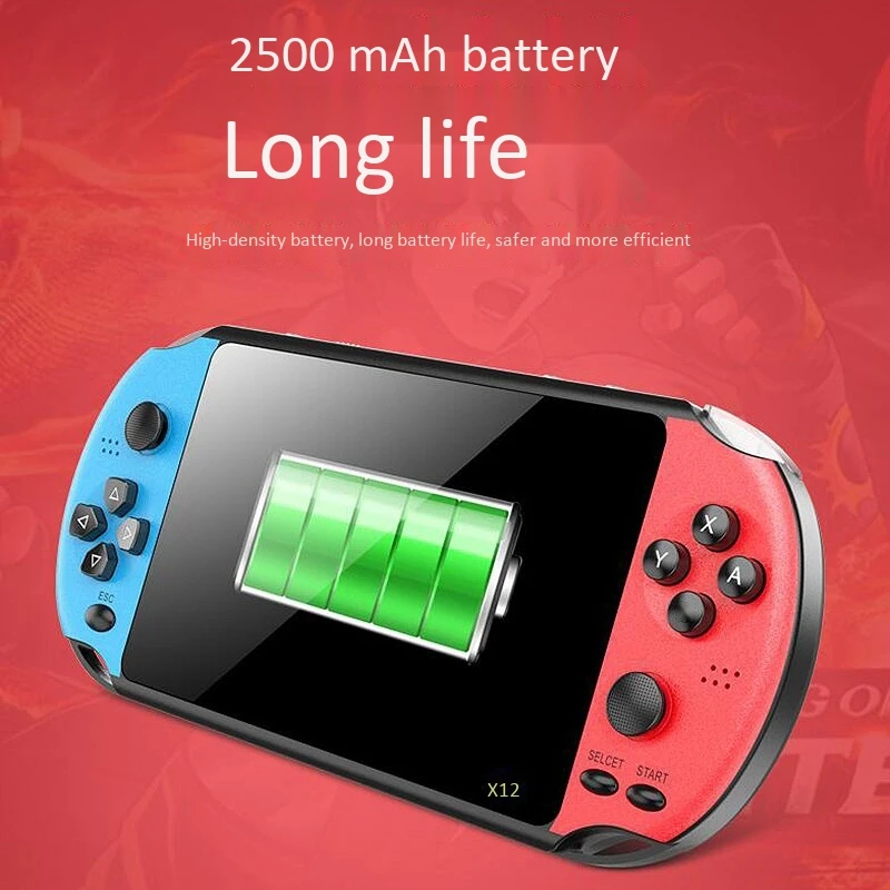 

X12 Game Video Games Handheld Game Console for PSP Retro Dual Rocker Joystick 5.1 Inch Screen TV Game Player for SFC/GBA/NES/Bin