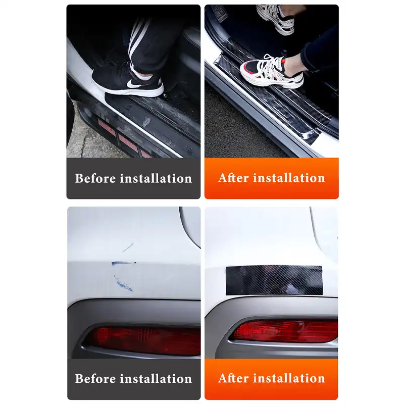 White ATMOMO 2pcs Car Bumper Guard Protector Sticker Carbon Fiber Car Front Rear Corner Guard Anti-Collision Strip
