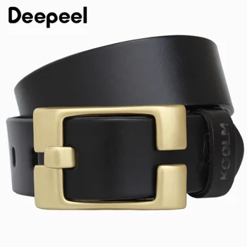 

Deepeel 1pc 3.8X105-155cm High-quality Designer Belts for Men Luxury Formal Pure Copper Pin Buckle First Layer Cowhide BeltYB242