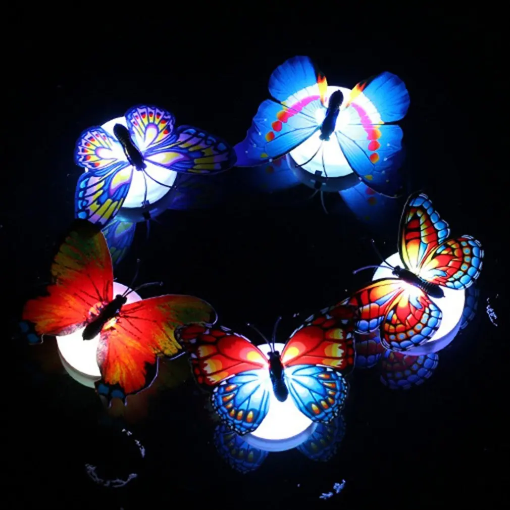 Светодиодный ночник с бабочкой, светодиодный ночник, лампа с красочным изменением для дома, вечерние, настольные, настенные