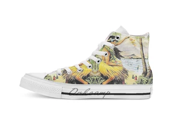 

HAWAII Vintage Honolulu Mid Pacific Carnival Print breathable Casual High Top lace-up Canvas shoes sneakers Drop shipping