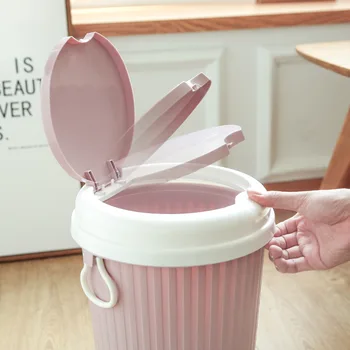 

Pressing Cover Waste Bins Portable Trash Can Kitchen Waste Bin Sitting Room Toilet Poubelle De Cuisine Office Paper Lixeira
