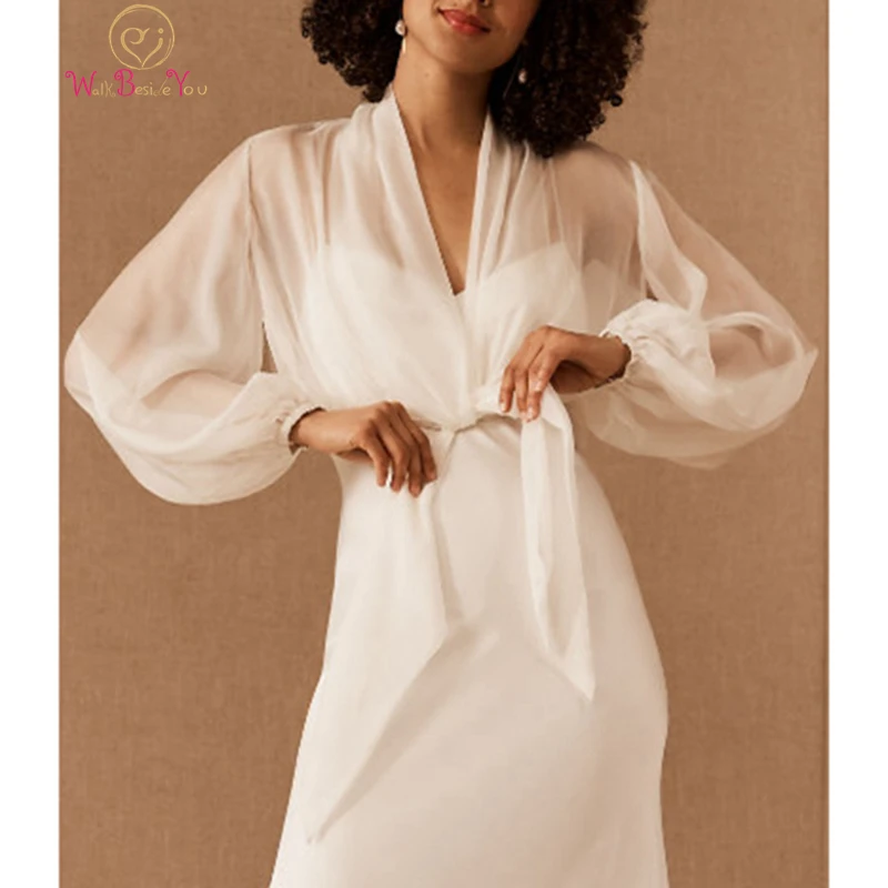Ivory Wedding Jacket Chiffon Puffy Voluminous Full Sleeve 2022 Bridal Bolero Formal Party Cape Shrug Bride Accessory | Свадьбы и