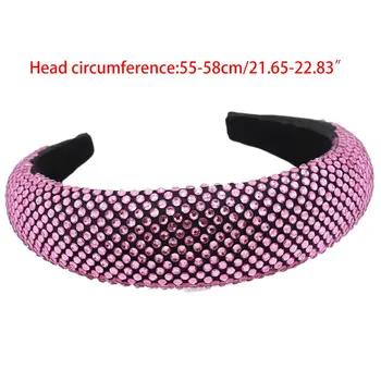

Womens Baroque Thick Sponge Padded Headband Glitter Full Rhinestone Hair Hoop 449F