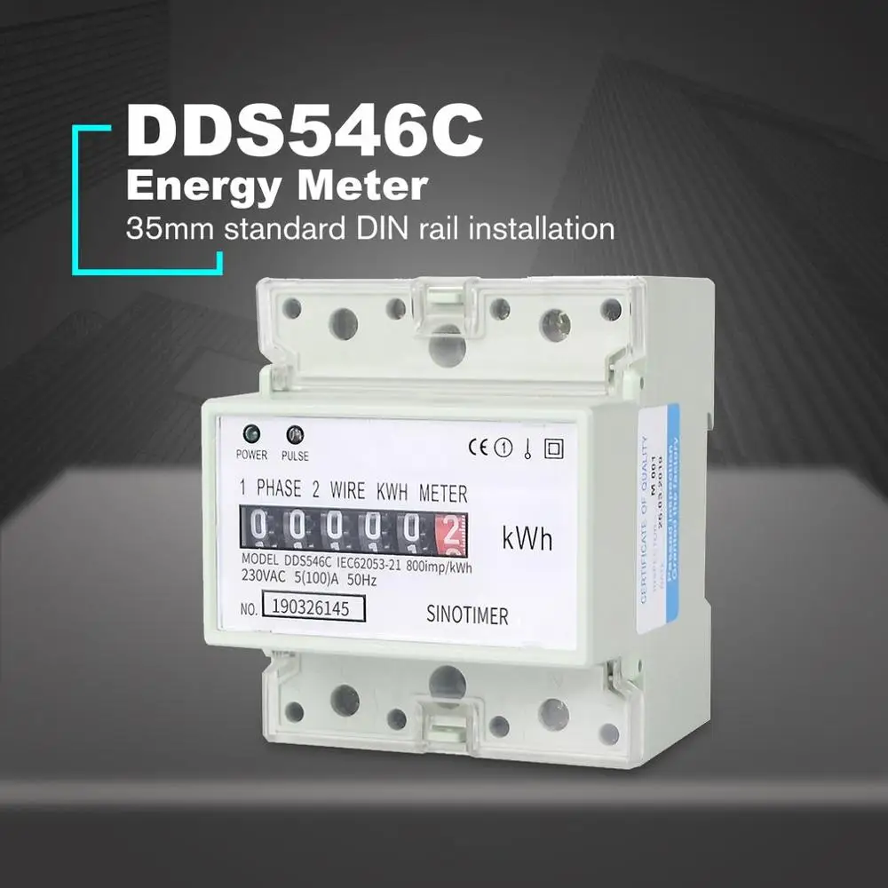 SINOTIMER DDS546C 230VAC однофазный счетчик энергии 4 P, аналоговый Электрический ваттметр, бытовой Электрический измеритель на din рейку