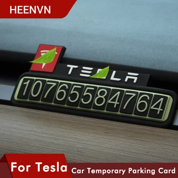 

Heenvn Model3 ModelS Car Temporary Parking Card For Tesla Model Y Accessories 11 Digit Phone Number Card Plate For Model 3 S X
