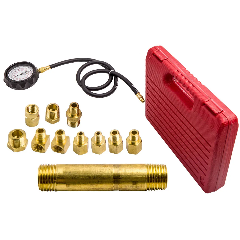 

Engine Oil Pressure Gauge Tester Diagnostic Auto Trans Service Hoses Kit