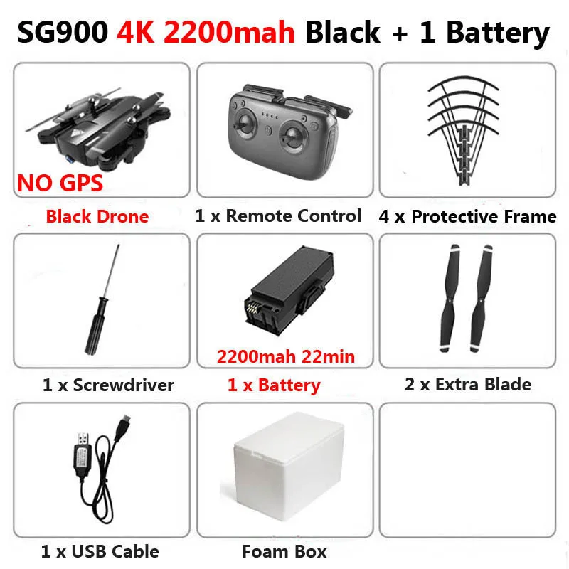 SG900-S SG900 Профессиональный Дрон с камерой 1080P 4K HD gps WiFi FPV 20 мин Время полета широкоугольный Радиоуправляемый квадрокоптер вертолет игрушки - Цвет: SG900 4K 2200 1B F