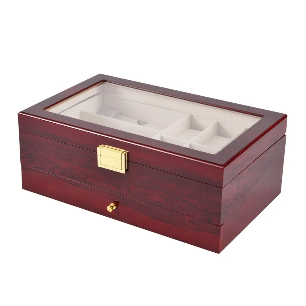 Watch Storage Box 2 3 5 6 10 12 Slots Wooden watch storage box With Glass 4