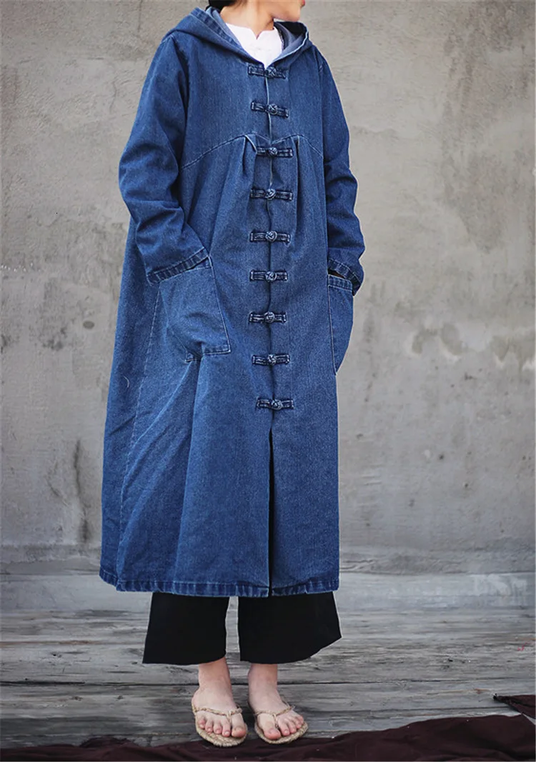NINI WONDERLAND осенний джинсовый Тренч с капюшоном, Женский ковбойский кардиган, пальто, женская классическая длинная Повседневная Верхняя одежда большого размера