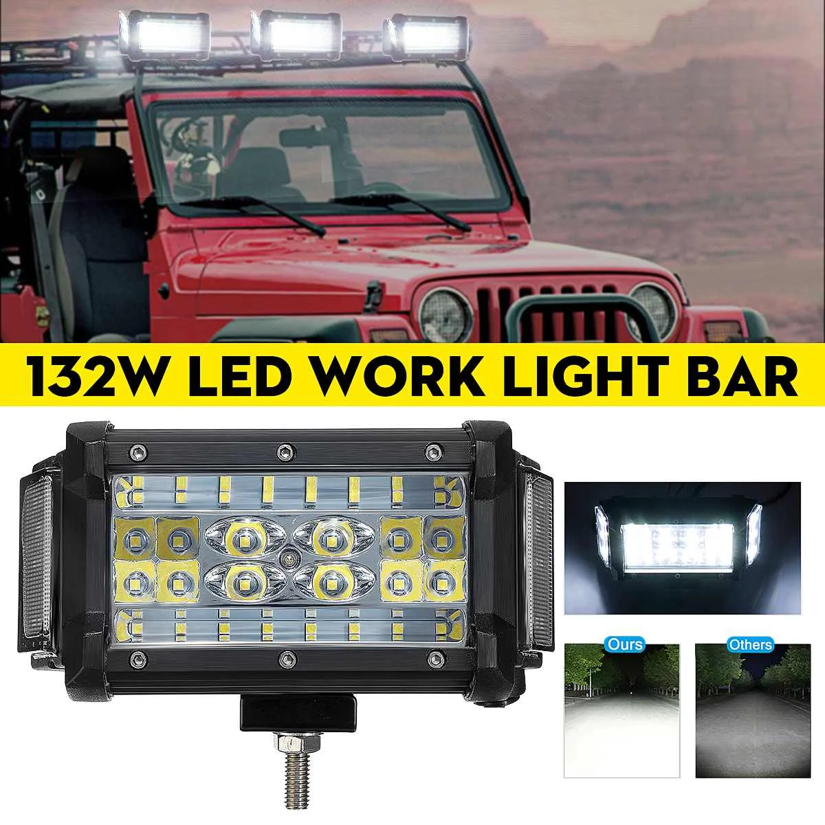 

12V 24V Car LED Work Light Bar Spot Driving Lamp IP67 6000k-700k Combo Beam For Driving Offroad Boat SUV ATV UTV Tractor Truck