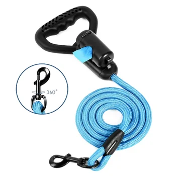 

Dog Anti-Shock Reflective Leash With Soft Rubber Handle 360-degree rotating design Safety Leash With Pet Garbage Bags