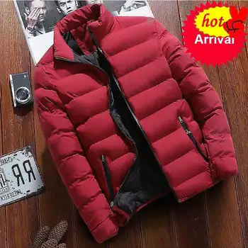 

Cotton Men Parka Padded Tesla Car Print Winter Warm Jackets Male Solid Color Stand Collar Zipper Thick Coats Down Parkas