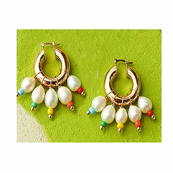 

natural freshwater pearl earring 2020 new seed beads boho drop flower earrings for women brincos para as mulheres trendy