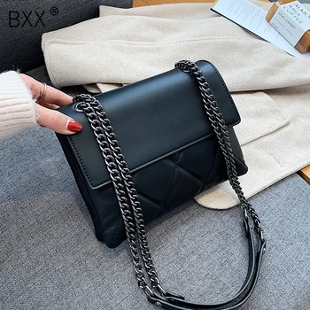 

[BXX] Vintage Small PU Leather Crossbody Bags for Women 2020 Winter Branded Classic Chain Shoulder Bag Handbags Luxury Bag HP172