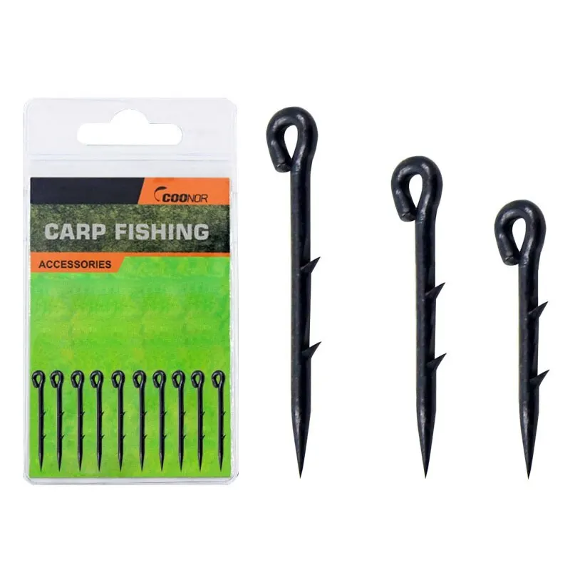 

10pcs Metal Fishing Hook Sting Pin Spike Barbed Maggot Bait Hair Rigs Carp Feeder Fishing Accessories Size S/M/L