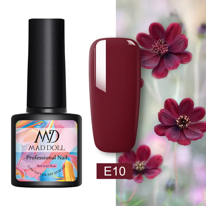 E10 MAD DOLL, 8 мл, УФ-гель для ногтей, розовое золото, блестки, блестки, замачиваются, УФ Гель-лак, Цветной Гель-лак для ногтей, сделай сам, лак для ногтей - Цвет: E10