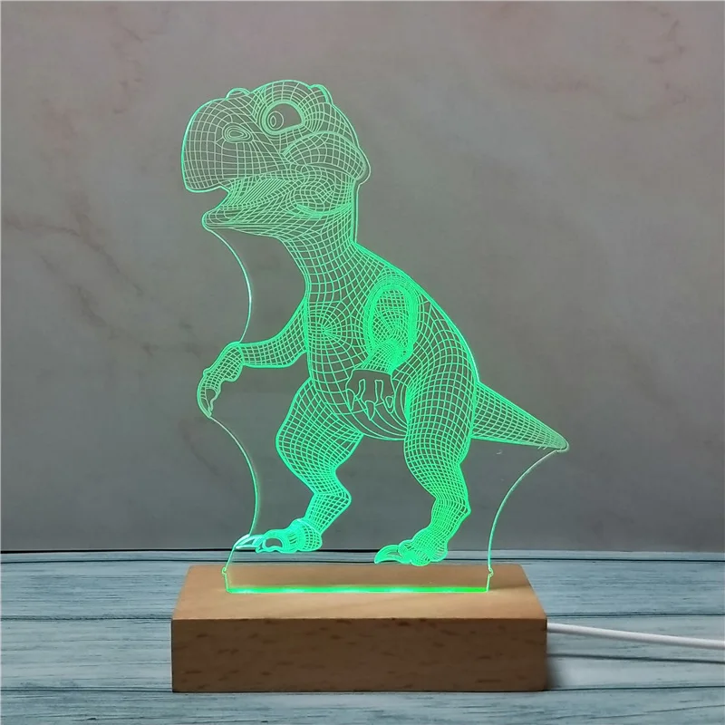 

Solid Wood 3D Night Lamp Cross Border Electricity Supplier Hot Selling Dinosaur Small Table Lamp Creative Acrylic Building Block