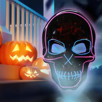 

LEDGLE Glowing Mask Halloween Light up El Wire LED Scary Mask for Cosplay Halloween Costume Party Glow in the Dark Hacker Masks