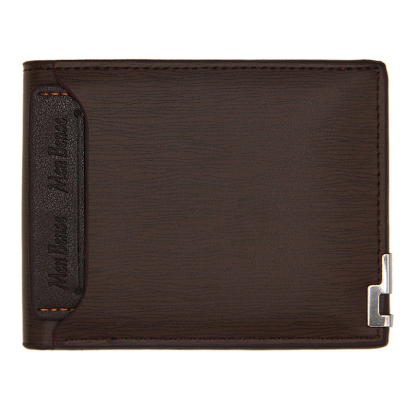 Короткий тонкий мужской кошелек, горизонтальный, двойной, Короткие Бумажники для мужчин, бизнес, передний карман, кошельки, держатели для кредитных карт, мужские сумки для денег - Цвет: Dark Coffee