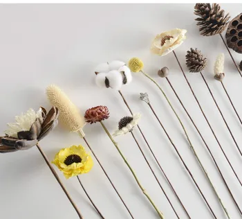 

1pcs Natural Lotus Cotton DIY Dried Flower Party Home Decoration Accessories Center Pieces Flores Wedding Decor Flower Branch