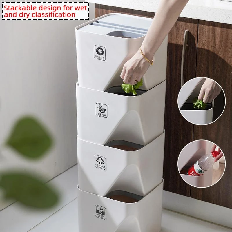 Stacked Sorting Trash Can Recycling Bin Kitchen Trash Can Household Dry And Wet Separation Waste Bin Garbage Bin For Bathroom Waste Bins Aliexpress