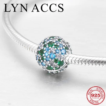 

Luxury Dazzling 925 Sterling Silver Green Light blue CZ clips Lock beads for Jewelry making Fit Original European Charm Bracelet