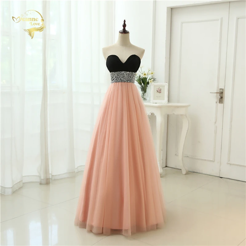 

2014 New Free Shipping ! Cheap Price ! Sweetheart Beading Crystal Floor Lenght Tulle Black Pink & Blue Evening Dresses OL3356
