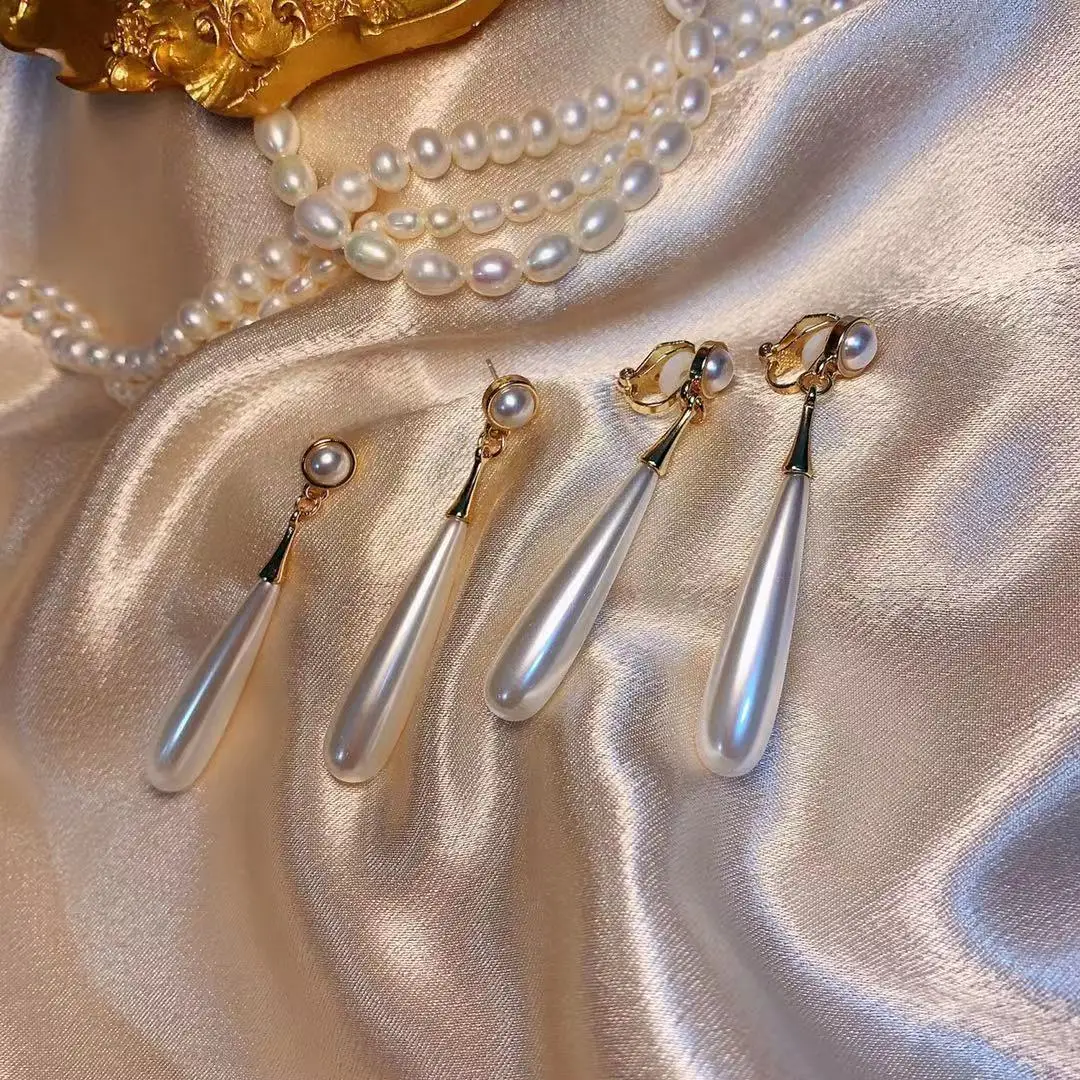 JIOFREE long simulated pearl Waterdrop Clip on Earrings Without Piercing Party Weddng Romantic Nice Gift For Women | Украшения и