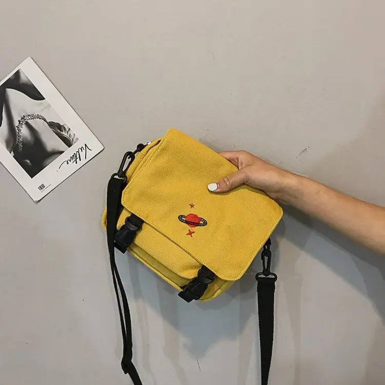 Oeak женские холщовые сумки на плечо дамские сумки, Курьерская сумка вышивка Hasp креативные Мультяшные сумки на плечо вселенские сумки