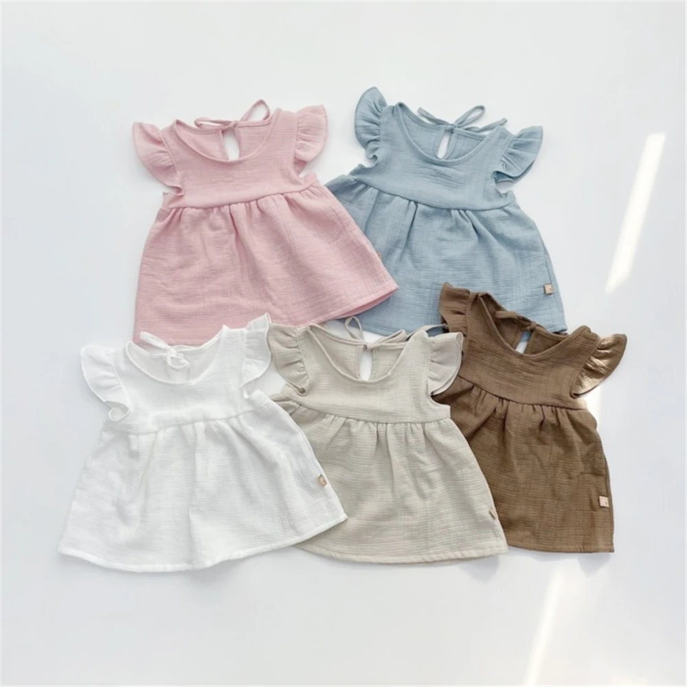 Baby Girl Sleeveless Clothes Set Summer Toddler Girls Ruffle Suit Solid Color Top + Bloomers 2PCS Clothing baby clothes mini set
