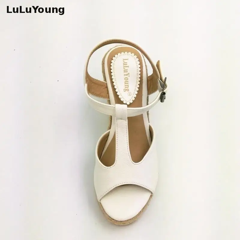 Женские сандалии на платформе босоножки танкетке высокий каблук открытый носок