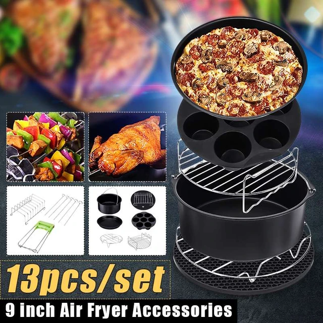 Air Fryer Accessories 8 Inch Fit for Airfryer 5.2-6.8QT Baking Basket Pizza  Plate Grill Pot Kitchen Cooking Tool for Party - AliExpress